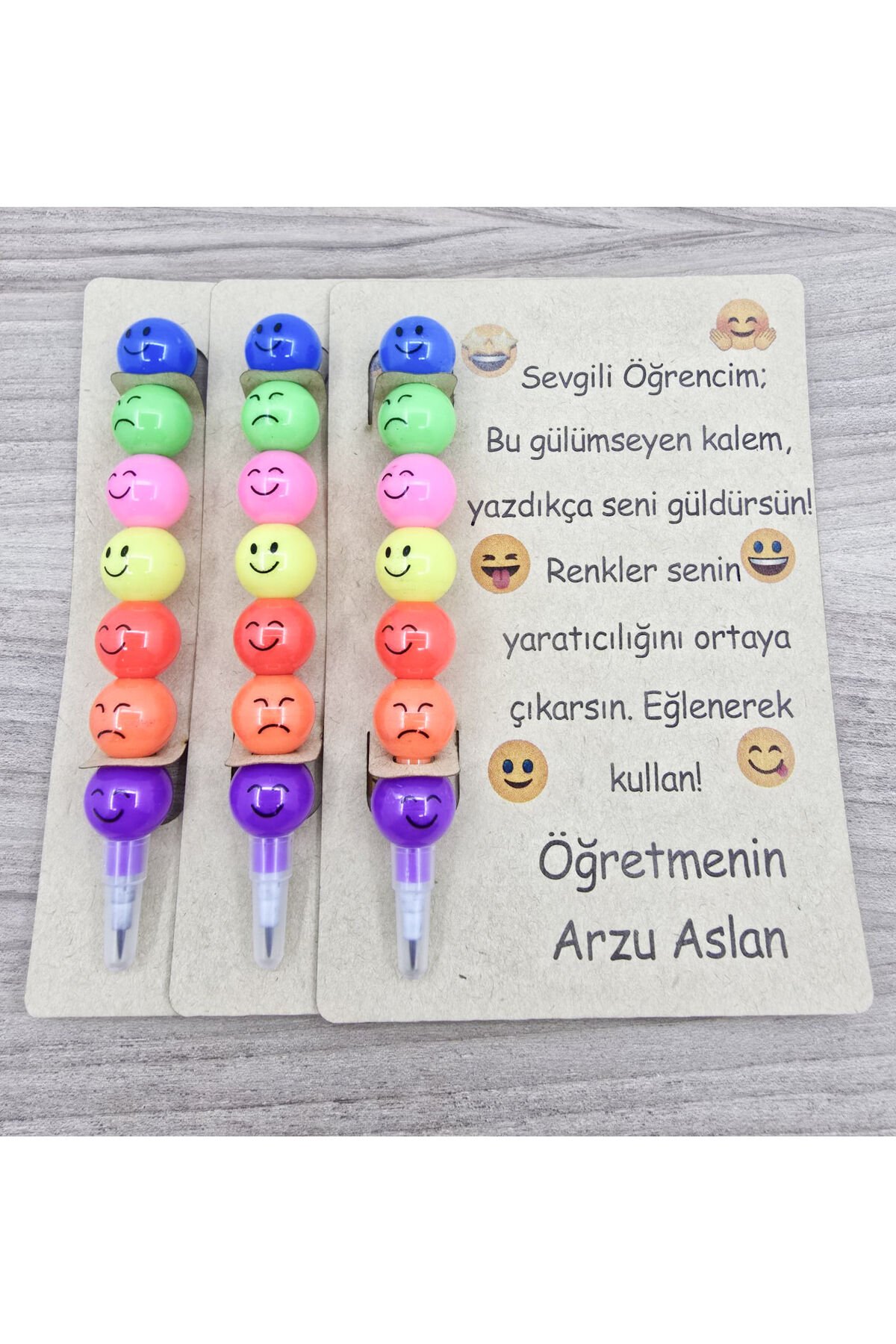 Kişiye Özel Öğrenci Karne Hediyesi Emoji Yumurtlayan Renkli Kalem