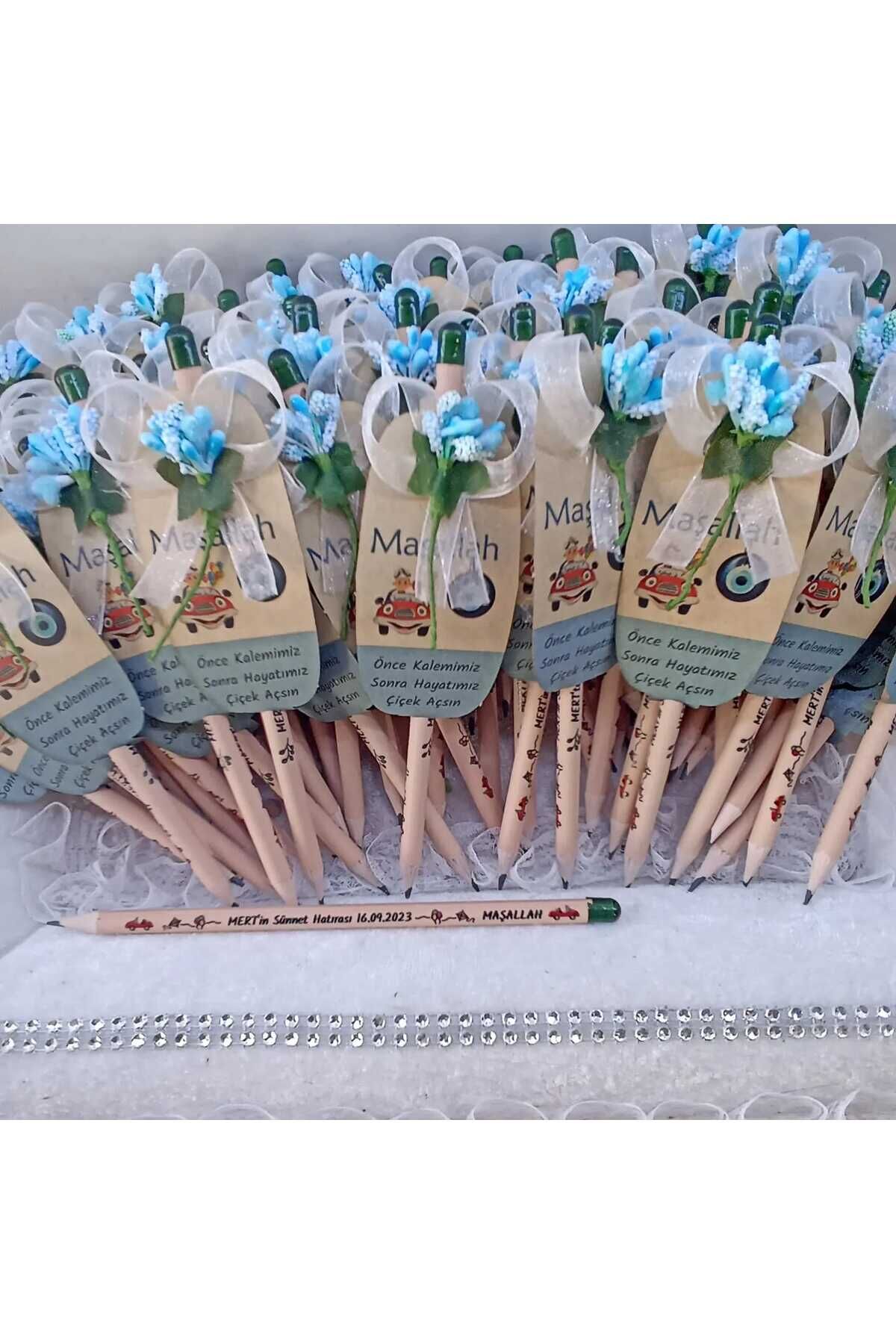 Kişiye Özel Sünnet Hediyesi Mavi 20 adet Tohumlu Kalem