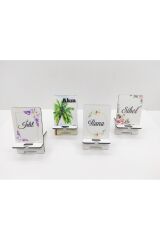 KİŞİYE ÖZEL HEDİYE AHŞAP MASA ÜSTÜ TELEFON TUTUCU STAND 10 ADET