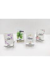 KİŞİYE ÖZEL HEDİYE AHŞAP MASA ÜSTÜ TELEFON TUTUCU STAND 2 ADET