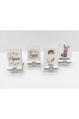 KİŞİYE ÖZEL HEDİYE AHŞAP MASA ÜSTÜ TELEFON TUTUCU STAND 3 ADET