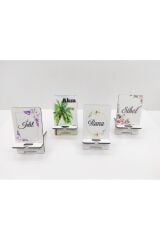 KİŞİYE ÖZEL HEDİYE AHŞAP MASA ÜSTÜ TELEFON TUTUCU STAND 4 ADET