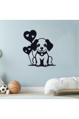 Çocuk Odası Bebek Odası Dekoratif Ahşap Sevimli Köpek Gece Lambası Ledli Aydınlatma Siyah