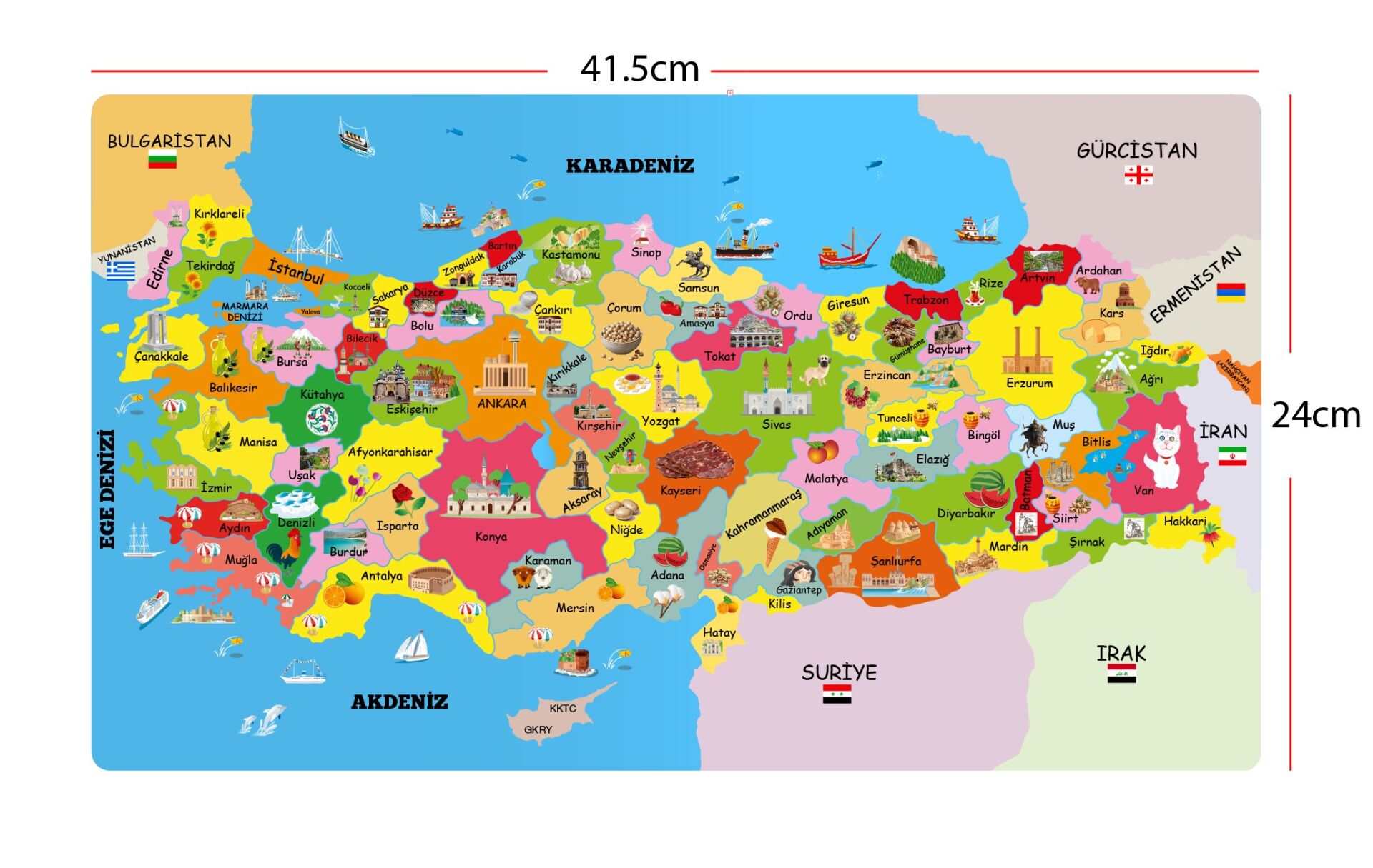 Ahşap Türkiye Haritası Puzzle - Öğrenci Doğum Günü Hediye Eğitici Yapboz Montessori Çocuk Oyuncak