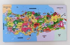 Ahşap Türkiye Haritası Puzzle - Öğrenci Doğum Günü Hediye Eğitici Yapboz Montessori Çocuk Oyuncak