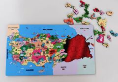 Ahşap Türkiye Haritası Puzzle - Öğrenci Doğum Günü Hediye Eğitici Yapboz Montessori Çocuk Oyuncak