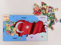 Ahşap Türkiye Haritası Puzzle - Öğrenci Doğum Günü Hediye Eğitici Yapboz Montessori Çocuk Oyuncak